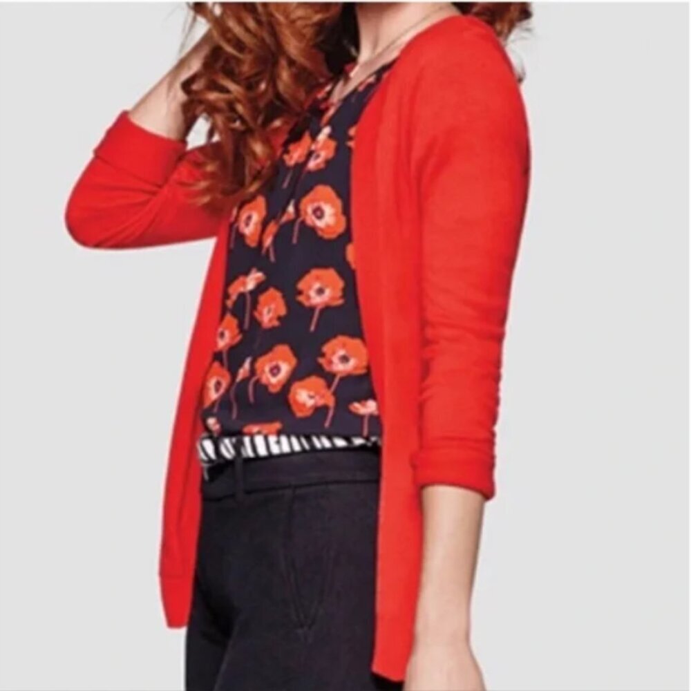 CAbi Red Cobblestone Cardigan with Back Zipper - Size Sm